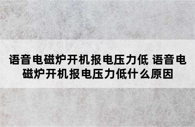 语音电磁炉开机报电压力低 语音电磁炉开机报电压力低什么原因